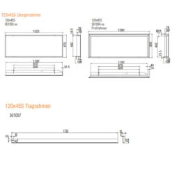 Panorama Kamineinsatz 120x45S Mit Hebetür 13kW -Besten Kamin Laden 120x45S designrahmen tragrahmen 1280x1280