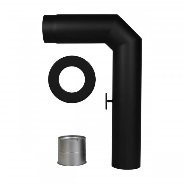 Rauchrohrset 90° Zweimal Abgewinkelt 180 Mm Ø Wandrosette Mauermuffe 3 Rauchrohrset 90° Zweimal Abgewinkelt 180 Mm Ø Wandrosette Mauermuffe