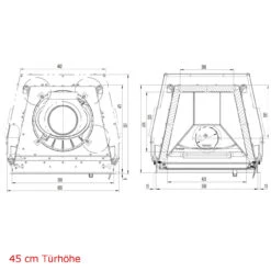 Kamineinsatz 55x45K 7kW Gerade Scheibe DIBt -Besten Kamin Laden 55x45K gerade masse2 1280x1280