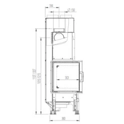 Eck-Kamineinsatz 63x40x42K Links Verglast 8kW DIBT -Besten Kamin Laden 63x40x42K links masse1 1280x1280
