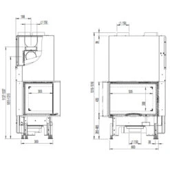 Eck-Kamineinsatz 63x40x42S Links Verglaste Hebetür 8kW DIBT 16 Eck-Kamineinsatz 63x40x42S Links Verglaste Hebetür 8kW DIBT -Besten Kamin Laden 63x40x42S links masse1 1280x1280