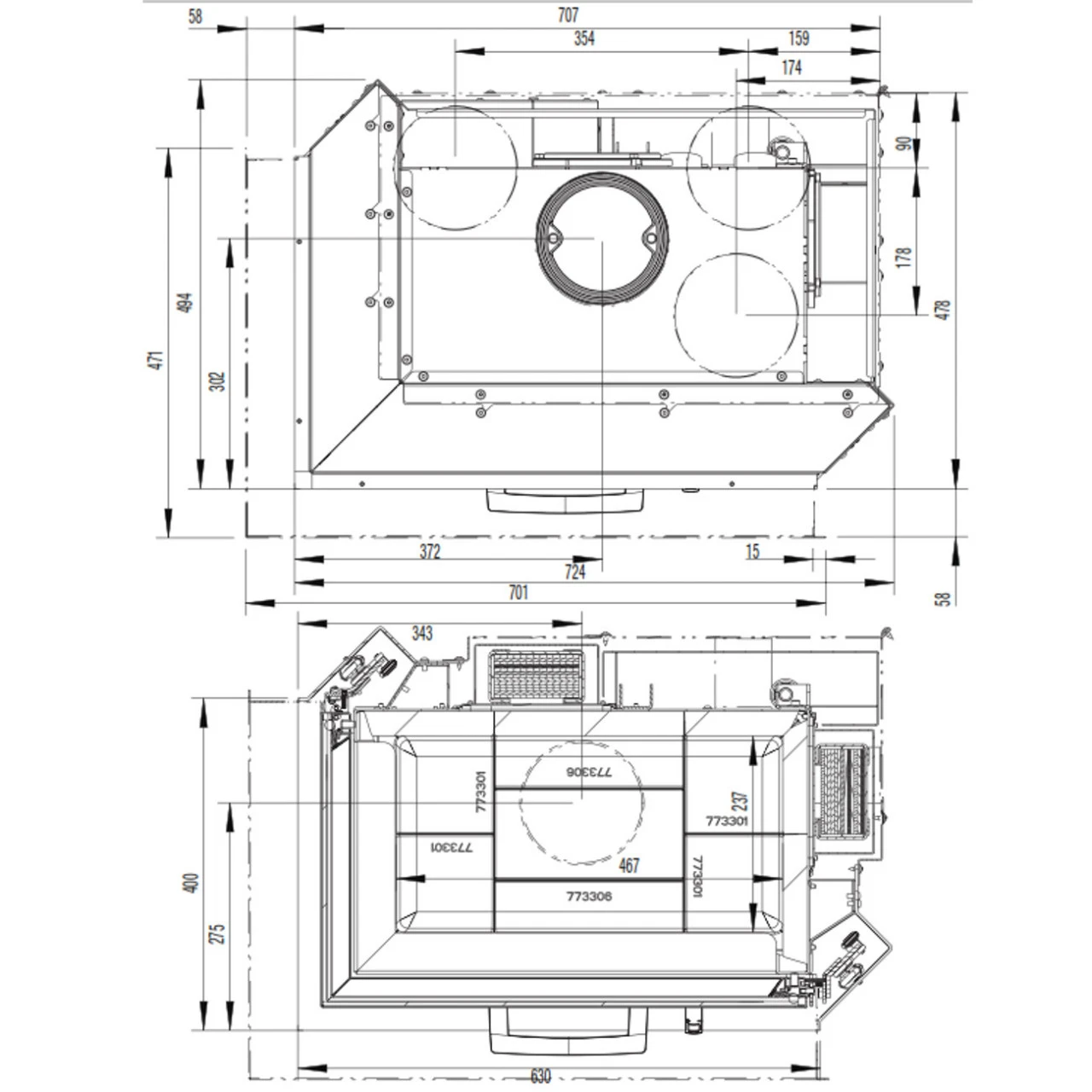 Eck-Kamineinsatz 63x40x42S Links Verglaste Hebetür 8kW DIBT 7 Eck-Kamineinsatz 63x40x42S Links Verglaste Hebetür 8kW DIBT – Bild 5