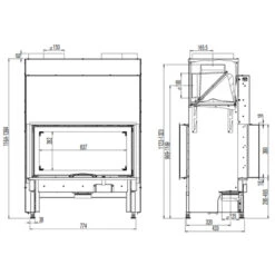 Tunnel Kamineinsatz 75x39SII 10kW Hebetür DIBt -Besten Kamin Laden 75x39S II masse1 1280x1280