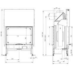 Tunnel Kamineinsatz 75x51SII 10kW Hebetür -Besten Kamin Laden 75x51SII masse1 1280x1280
