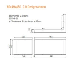 Eck-Kamineinsatz 89x49x45S Rechts Verglaste Hebetür 12kW -Besten Kamin Laden 89x49x45s rechts designrahmen 1280x1280