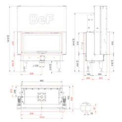 Aquatic Twin V10 Wasser Tunnel-Kamineinsatz 20kW Hebetür -Besten Kamin Laden BeF aquatic Twin V 10 masse 1280x1280