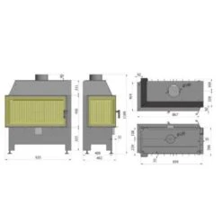 Heatro 81P Eck-Kamineinsatz 12kW Rechtsverglast -Besten Kamin Laden Hajduk Heatro 81L Black Kamineinsatz linksverglast Masszeichnung 1280x1280 1