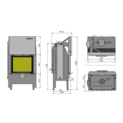Heatro 55H Kamineinsatz Mit Hebetür 9kW -Besten Kamin Laden Kamineinsatz Hajduk Heatro 55H Masszeichnung 1280x1280