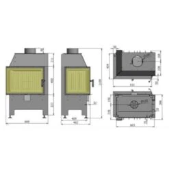 Heatro 55L Eck-Kamineinsatz 9kW Linksverglast -Besten Kamin Laden Kamineinsatz Hajduk Heatro 55L Masszeichnung 1280x1280 1