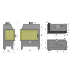 Heatro 69L Black Eck-Kamineinsatz 11kW Linksverglast -Besten Kamin Laden Kamineinsatz Hajduk Heatro 69L Masszeichnung 1280x1280