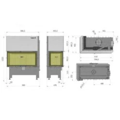 Heatro 81LH Black Eck-Kamineinsatz Mit Hebetür 12kW Linksverglast -Besten Kamin Laden Kamineinsatz Hajduk Heatro 81LH Masszeichnung 1280x1280