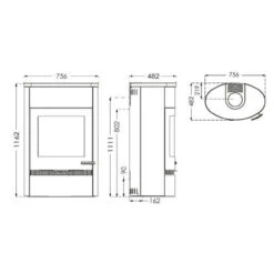 TT22HST Kaminofen 7kW In Schwarz -Besten Kamin Laden TT22HST masse 1280x1280
