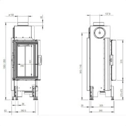 Eck-Kamineinsatz 38x38x57K 5kW DIBt -Besten Kamin Laden austroflamm 38x38x57k masse 1280x1280
