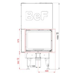 Therm V7CP Eck-Kamineinsatz Rechts Hebetür 7kW -Besten Kamin Laden bef therm v7cp masse1 1280x1280