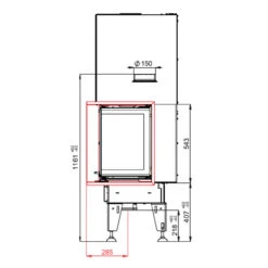 Therm V7CP Eck-Kamineinsatz Rechts Hebetür 7kW -Besten Kamin Laden bef therm v7cp masse2 1280x1280