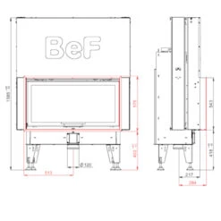 Therm V10 Panorama Kamineinsatz Hebetür 13kW -Besten Kamin Laden bef thermv10 masse1 1280x1280