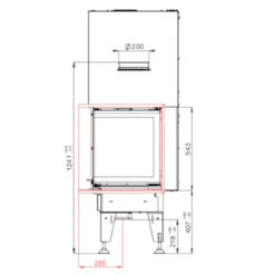 Therm V10CP Eck-Kamineinsatz Hebetür Rechts 13kW -Besten Kamin Laden bef thermv10cp masse2 1280x1280