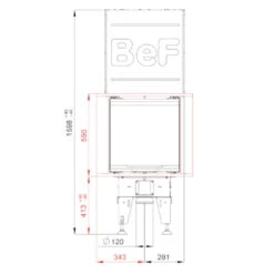 Therm V10U Panorama 3-seitiger Kamineinsatz 13kW -Besten Kamin Laden bef thermv10u masse1 1280x1280