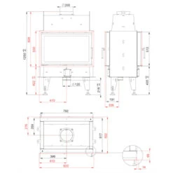 Twin 8N Tunnel-Kamineinsatz 10kW -Besten Kamin Laden bef twin8n masse 1280x1280