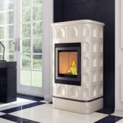 Blanka Kaminbausatz Mit Creme Kacheln 8kW
