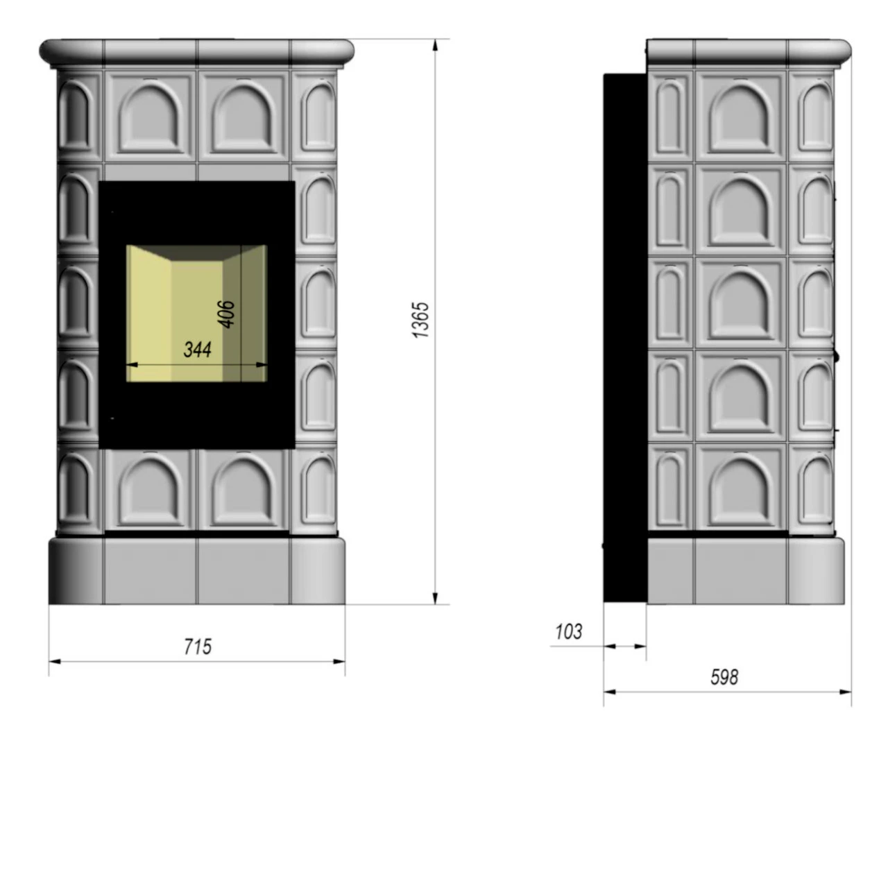Blanka Kaminbausatz Mit Creme Kacheln 8kW 6 Blanka Kaminbausatz Mit Creme Kacheln 8kW – Bild 4