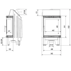 Blanka 8 Warmluft Kamineinsatz 8kW Rechts Verglast -Besten Kamin Laden blanka 8 rechts masse2 1280x1280