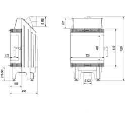 Blanka 8 Warmluft Kamineinsatz 8kW Dreiseitig Verglast -Besten Kamin Laden blanka 8 lp bs masse2 1280x1280