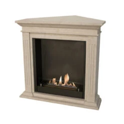 Cadiz Corner Bioethanol Kamin Naturstein Weiß