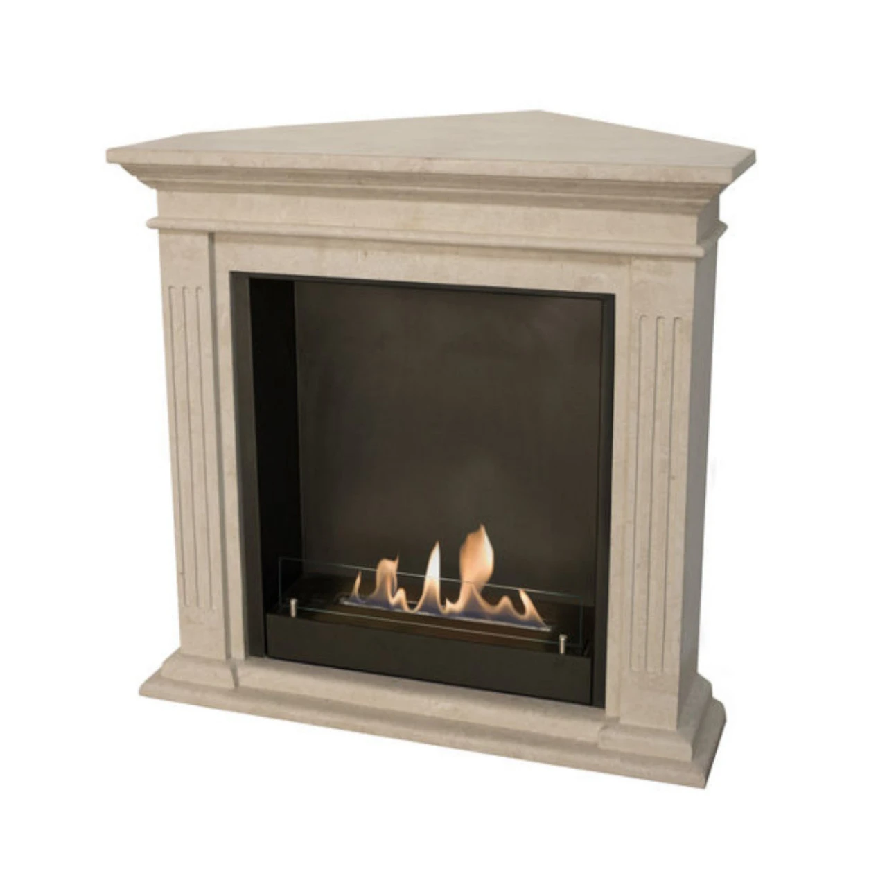 Cadiz Corner Bioethanol Kamin Naturstein Weiß 3 Cadiz Corner Bioethanol Kamin Naturstein Weiß