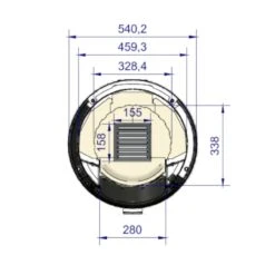 Rondotherm Titan Mini Kaminofen 6KW Schwarz DIBt -Besten Kamin Laden cera design rondotherm titan midi masse2 1280x1280 1