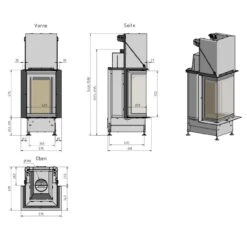 Linea KL1 Panorama Kamineinsatz 6kW -Besten Kamin Laden cera kamineinsatz kl1 linea masse1 1280x1280