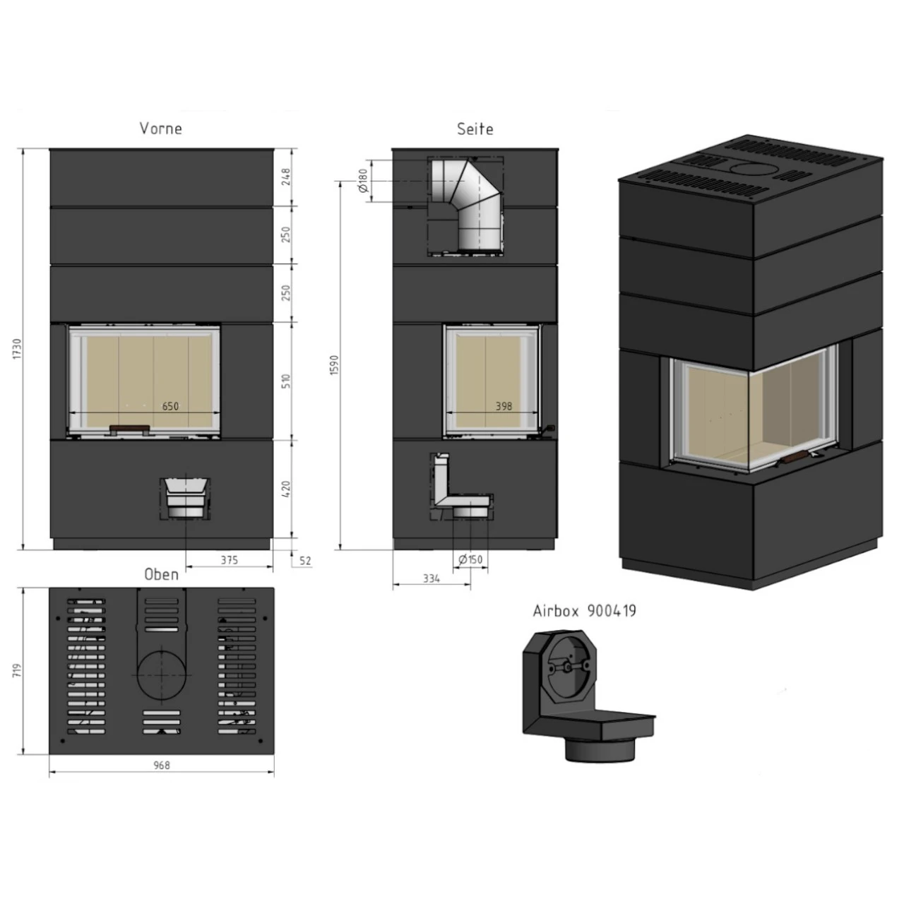 KLL Stahl Grau Systemkamin Kaminbausatz 7kW 8 KLL Stahl Grau Systemkamin Kaminbausatz 7kW – Bild 6
