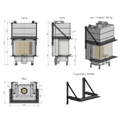 Linea KLC Panorama Kamineinsatz 7kW -Besten Kamin Laden cera panorama kamineinsatz klc masse2 1280x1280