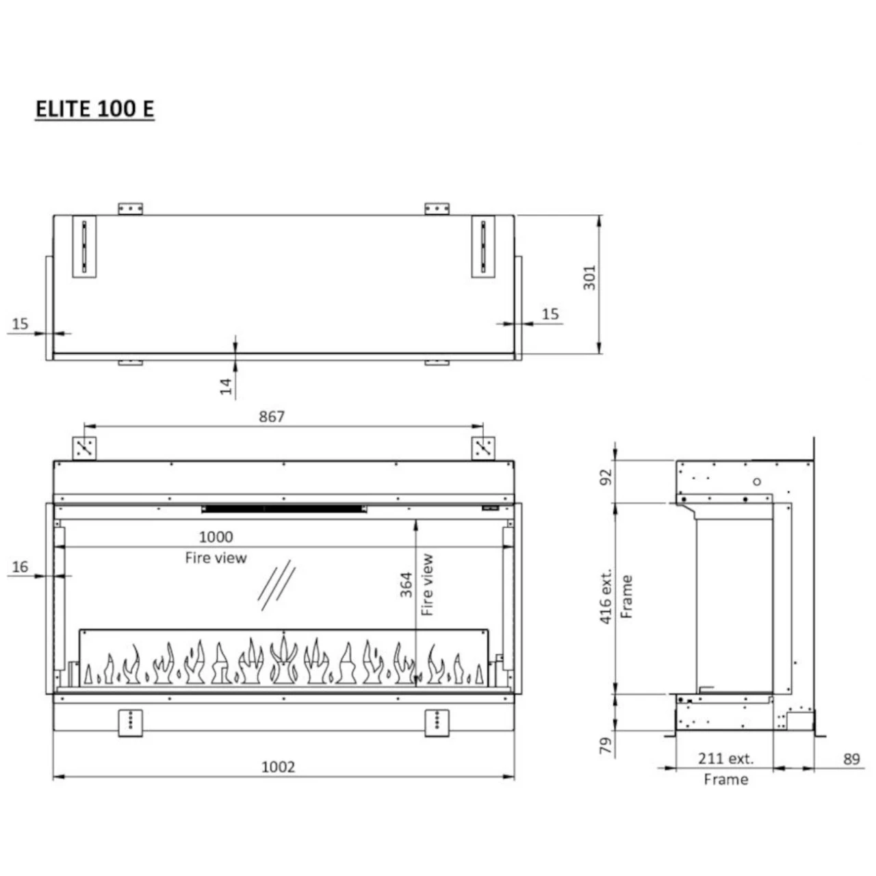 Elektrokamin Elite 100E 4in1 Einbaukassette Mit Wärmeleistung 9 Elektrokamin Elite 100E 4in1 Einbaukassette Mit Wärmeleistung – Bild 7