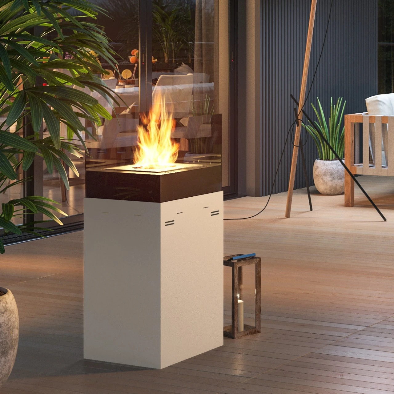 Instand 850 Weiß Ethanolkamin Feuersäule 4 Instand 850 Weiß Ethanolkamin Feuersäule – Bild 2