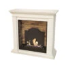 Cadiz Bioethanol Kamin Weiß Mit Steindekor Und Medaillon
