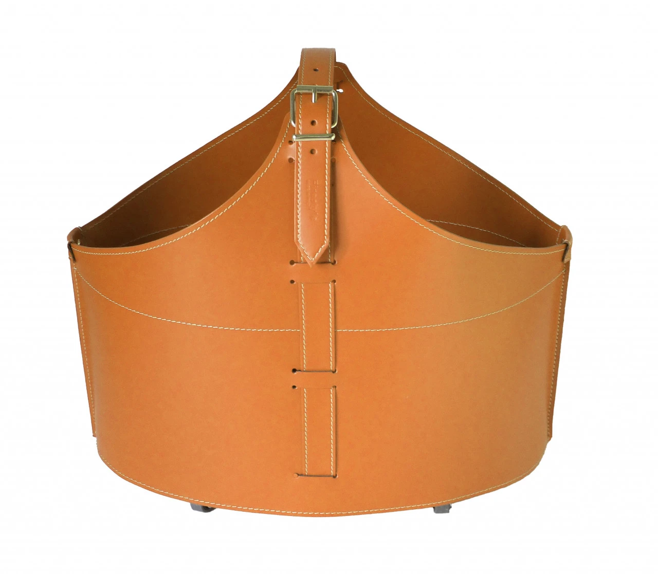 Designer Holzkorb Fabia Braun Aus Regeneriertem Leder Mit Rollen 5 Designer Holzkorb Fabia Braun Aus Regeneriertem Leder Mit Rollen – Bild 3