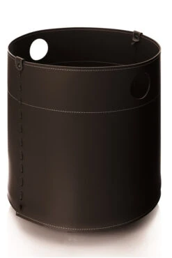 Giro Designer Holzkorb Dunkelbraun Aus Regeneriertem Leder Mit Rollen
