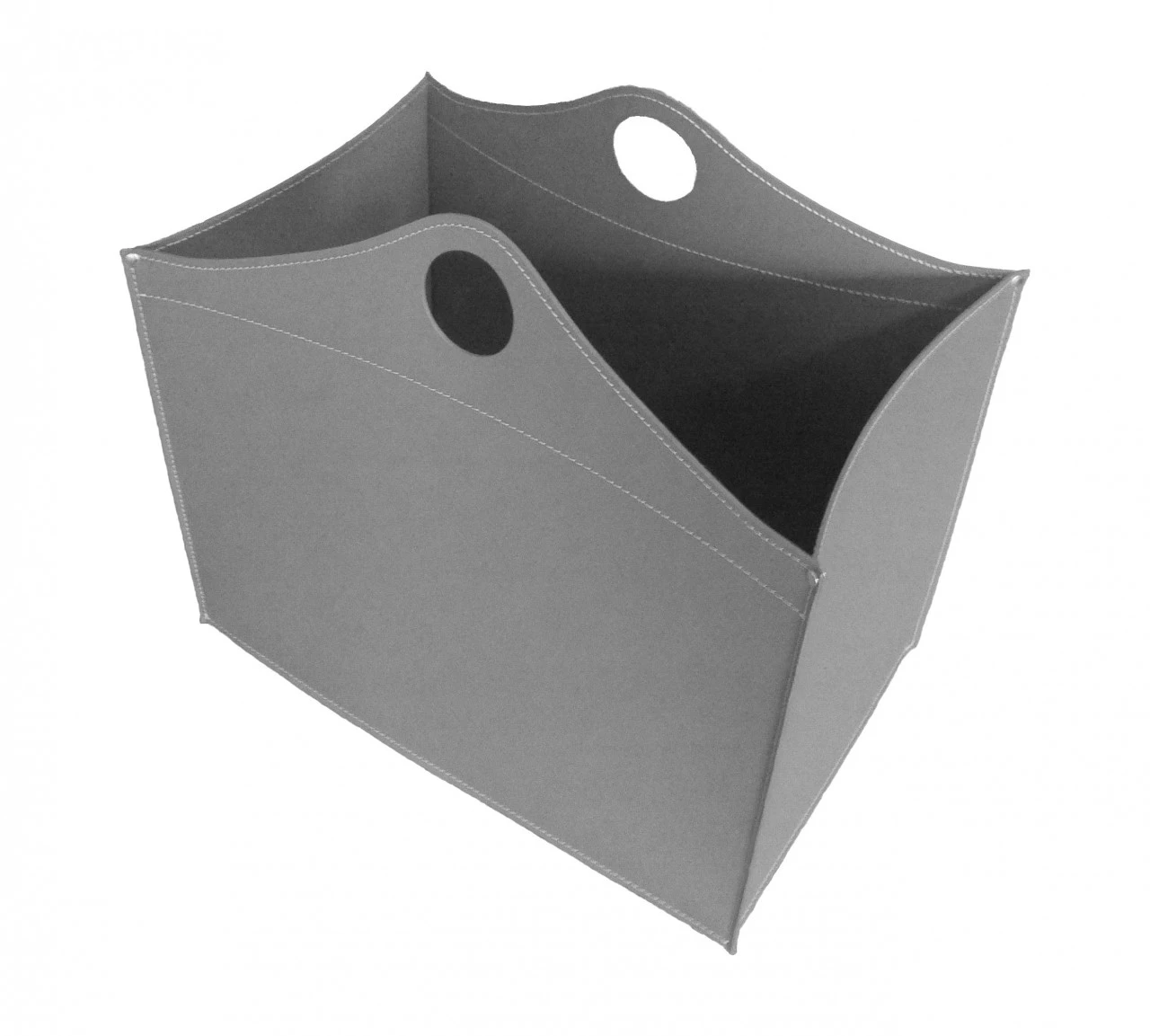 Woodbag Designer Holzkorb Anthrazit Aus Regeneriertem Leder Mit Rollen 4 Woodbag Designer Holzkorb Anthrazit Aus Regeneriertem Leder Mit Rollen – Bild 2