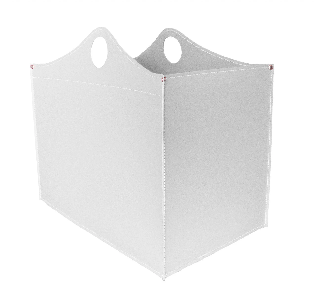 Woodbag Designer Holzkorb Weiß Aus Regeneriertem Leder Mit Rollen 5 Woodbag Designer Holzkorb Weiß Aus Regeneriertem Leder Mit Rollen – Bild 3