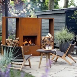 Woodstore - Holzregal / Holzaufbewahrung In Corten -Besten Kamin Laden gardenmaxx woodstore holzbox corten web3 1280x1280
