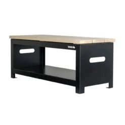 Gartenbank 100 Cm Mit Holzlager In Schwarz