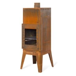 Gartenkamin Feuerschale BAKKUS Cortenstahl Optionales Grillrost