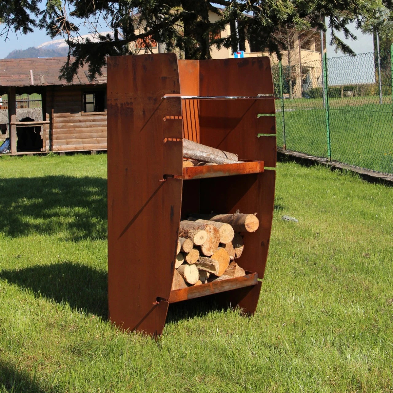 Gartenkamin CLASSIC MIDI Mit Grill Aus Cortenstahl 5 Gartenkamin CLASSIC MIDI Mit Grill Aus Cortenstahl – Bild 3