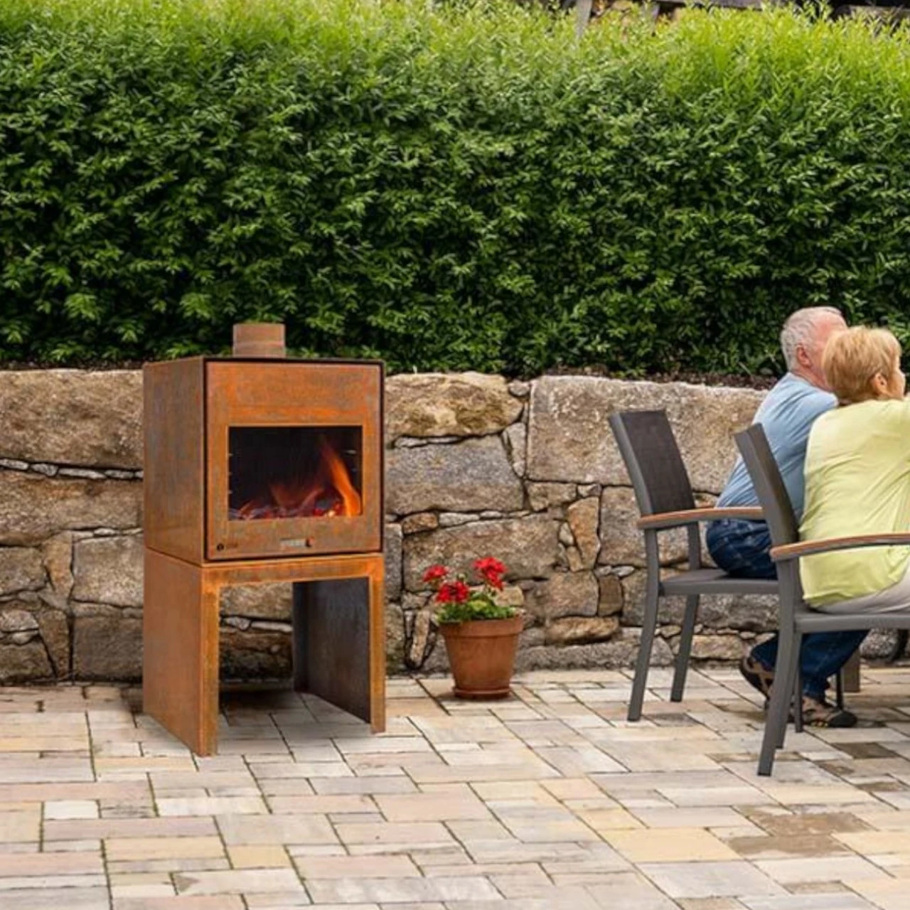 Gartenkamin Feuerschale RUNA Cortenstahl Optionales Grillrost 5 Gartenkamin Feuerschale RUNA Cortenstahl Optionales Grillrost – Bild 3