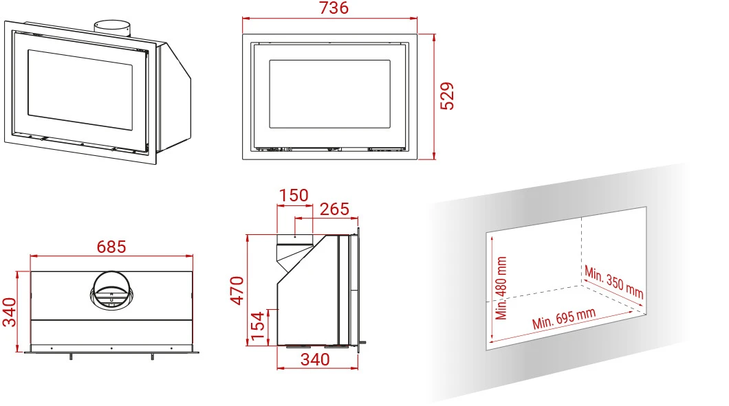 H370 Petite 6kW Einbau-Kaminkassette 4 H370 Petite 6kW Einbau-Kaminkassette – Bild 3