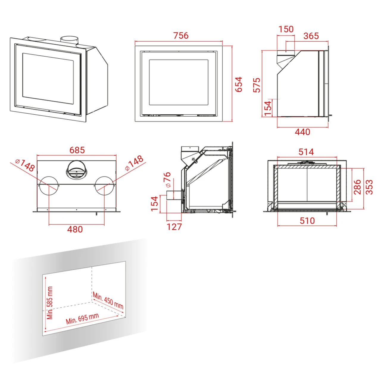 H570 Black Magic Einbau-Kaminkassette 6 KW 5 H570 Black Magic Einbau-Kaminkassette 6 KW – Bild 3