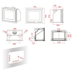 H570 Einbau-Kaminkassette 6kW -Besten Kamin Laden h570 masse 1280x1280