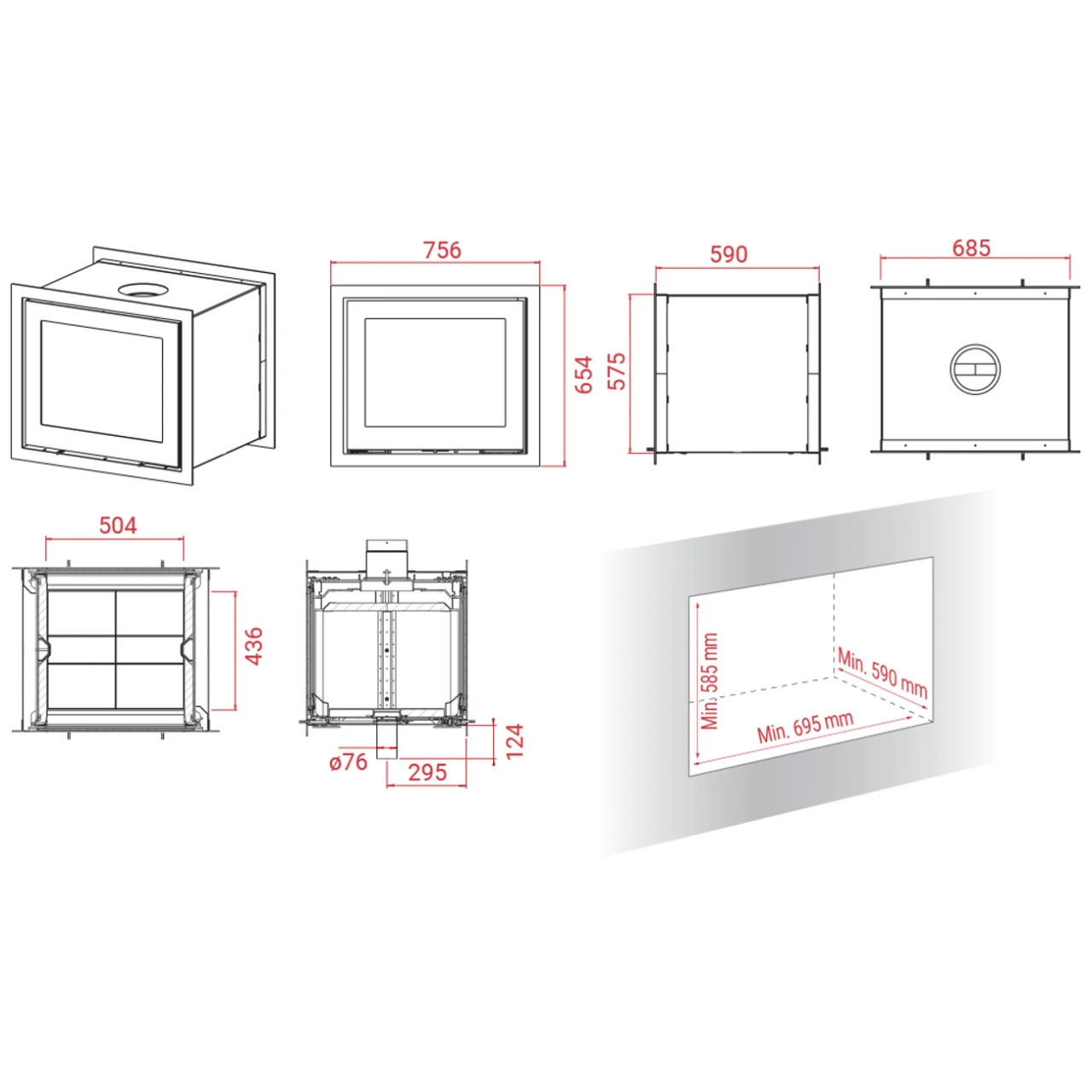 H570T Black Magic Tunnel Einbau-Kaminkassette 6kW 5 H570T Black Magic Tunnel Einbau-Kaminkassette 6kW – Bild 3