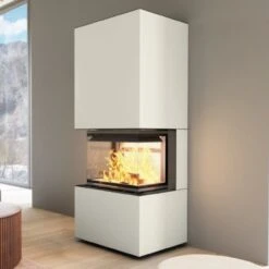 Panorama Keramik Kaminbausatz Hell Grau 3XLTH 6kW